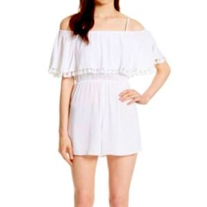 Alice + Olivia Dory White Off-Shoulder Romper Size 0